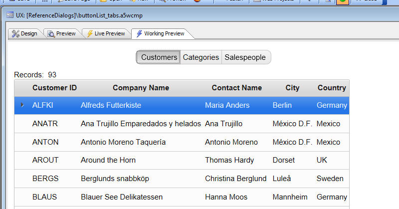 Button List Tabs